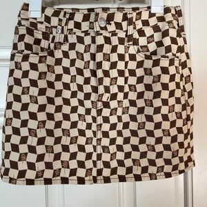 Madewell Brown and Cream Geometric Mini Skirt